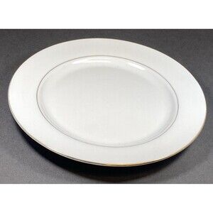 Gibson Everyday 10" White with Gold Trim Dinner Plate